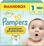 Pampers Premium Protection - Maat 1 (2kg-5kg) - 180 Luiers - Maandbox