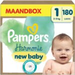 Pampers Harmonie Luiers - Maat 1 (2kg-5kg) - 180 Luiers - Maandbox