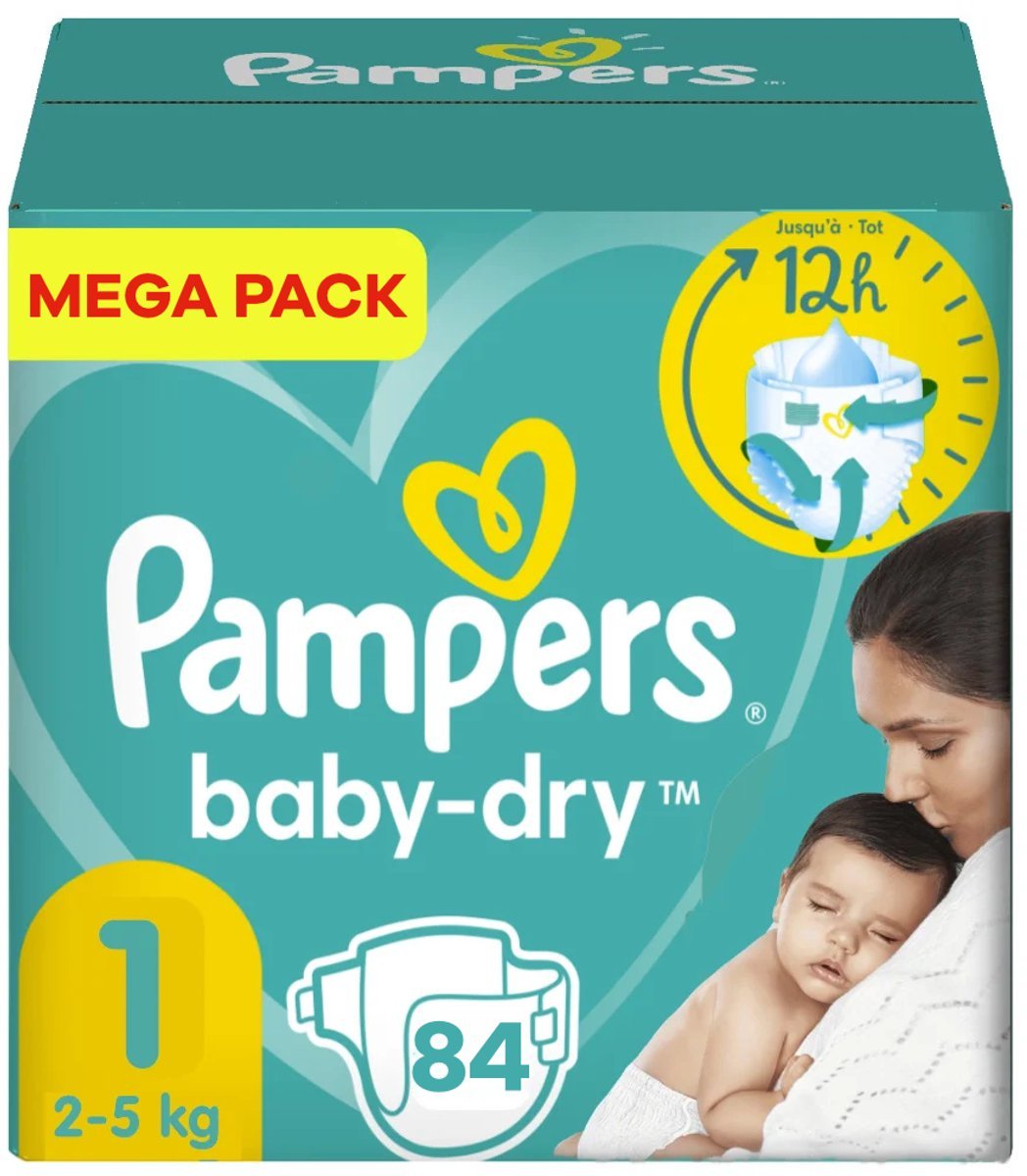 68a705f629def0e36bbf56934924fed7b31ab141ccd2b14908881.jpg Pampers - Baby Dry - Maat 1 - Mega Pack - 84 luiers - Afbeelding 1