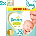 Pampers Premium Protection Luiers - Maat 1 (2-5 kg) - 144 stuks - Maandbox