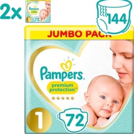 Pampers Premium Protection Luiers - Maat 1 (2-5 kg) - 144 stuks - Maandbox
