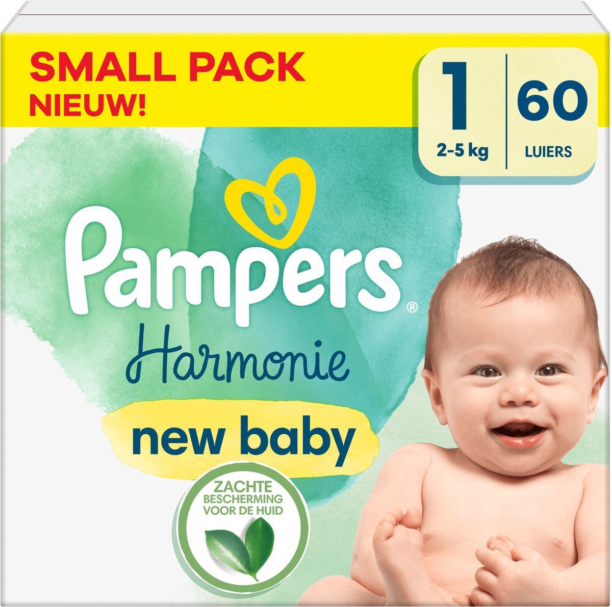 68a7087d42b3ca289da72aa07ddc8f21c72e209d013d361eff297.jpg Pampers - Harmonie - Maat 1 - Small Pack - 60 stuks - 2/5 KG - Afbeelding 1