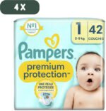 Pampers Premium Protection - Maat 1 (2-5KG) - Mega Maandbox - 168 luiers - 4x42 - Afbeelding 2
