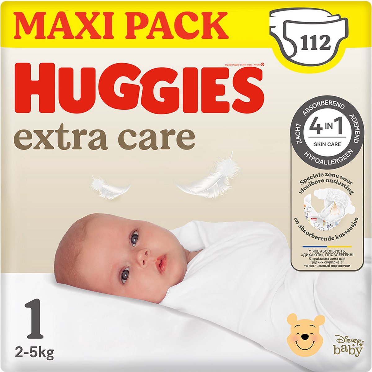 68a70bc0e631112372043e54c12b434003a71745d5f4fdaa659df.jpg Huggies® Extra Care baby luiers, tot kg), luiers met vochtindicator en Disney designs, Maxi Pack - Afbeelding 1