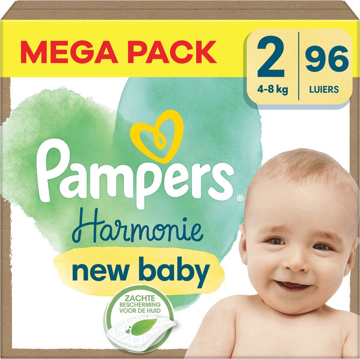68ae3d0f5f25238aca2c2dba4b20793b8193d47fd49f3ebf48389.jpg Pampers - Harmonie - Maat 2 - Mega Pack - 96 stuks - 4/8 KG - Afbeelding 1