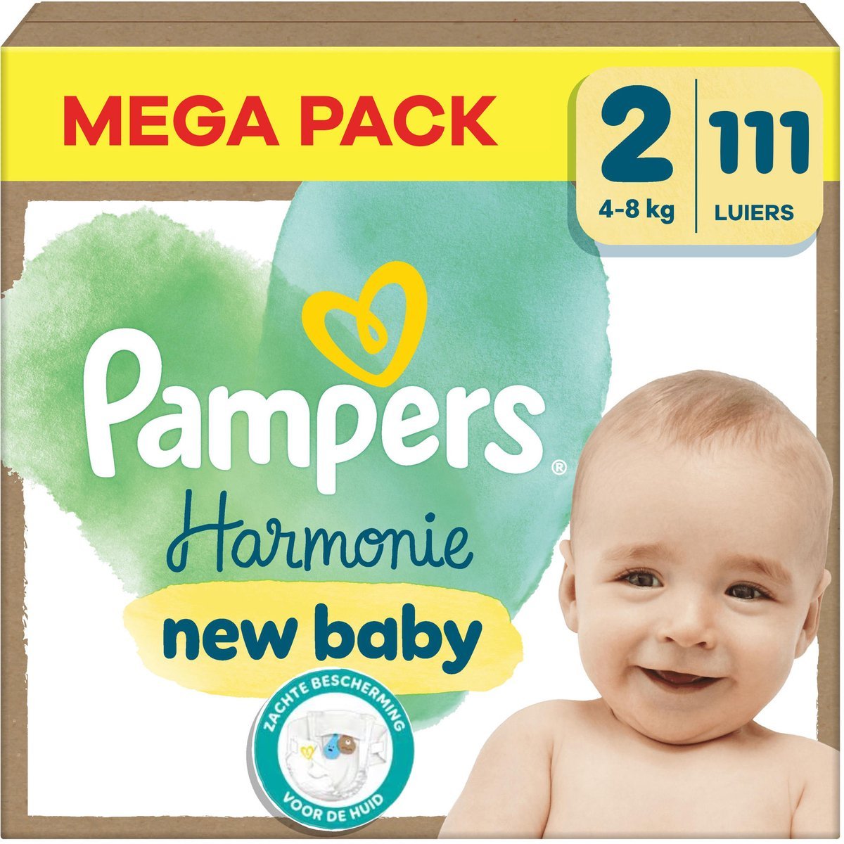68ae408f125b34a898cb5440aa4c69d7a198b5c7cf4d566607f08.jpg Pampers - Harmonie - Maat 2 - Mega Pack - 111 stuks - 4/8 KG - Afbeelding 1