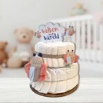 Luiertaart Vlinder gemaakt van Pampers maat 0 en 1 met pluche vlinder knuffel – babyshower cadeau